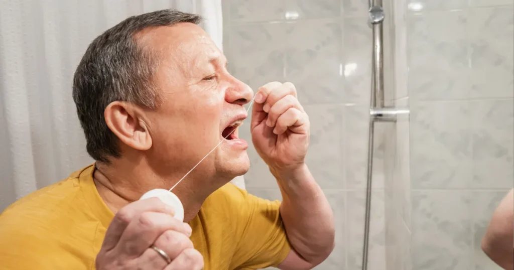 Man Flossing Teeth